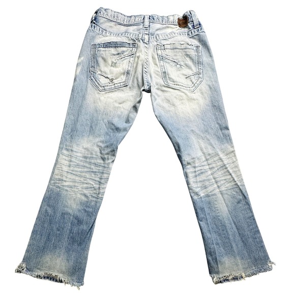 BKE Carter Jeans Mens 32x30 Light Wash Bootcut Distressed Ripped Frayed Hem - Picture 1 of 16